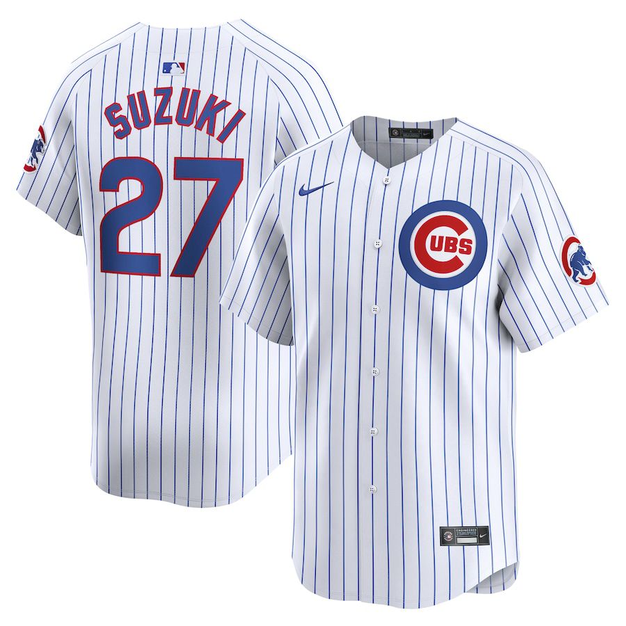 Men Chicago Cubs #27 Seiya Suzuki Nike White Home Limited Player MLB Jersey